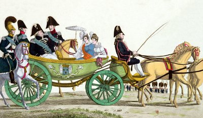 Louis XVIII and his Family Reviewing the Royal Troops at the Champ de Mars, 20th June 1814, the day of the blessing of the flags of the Garde Royale by French School